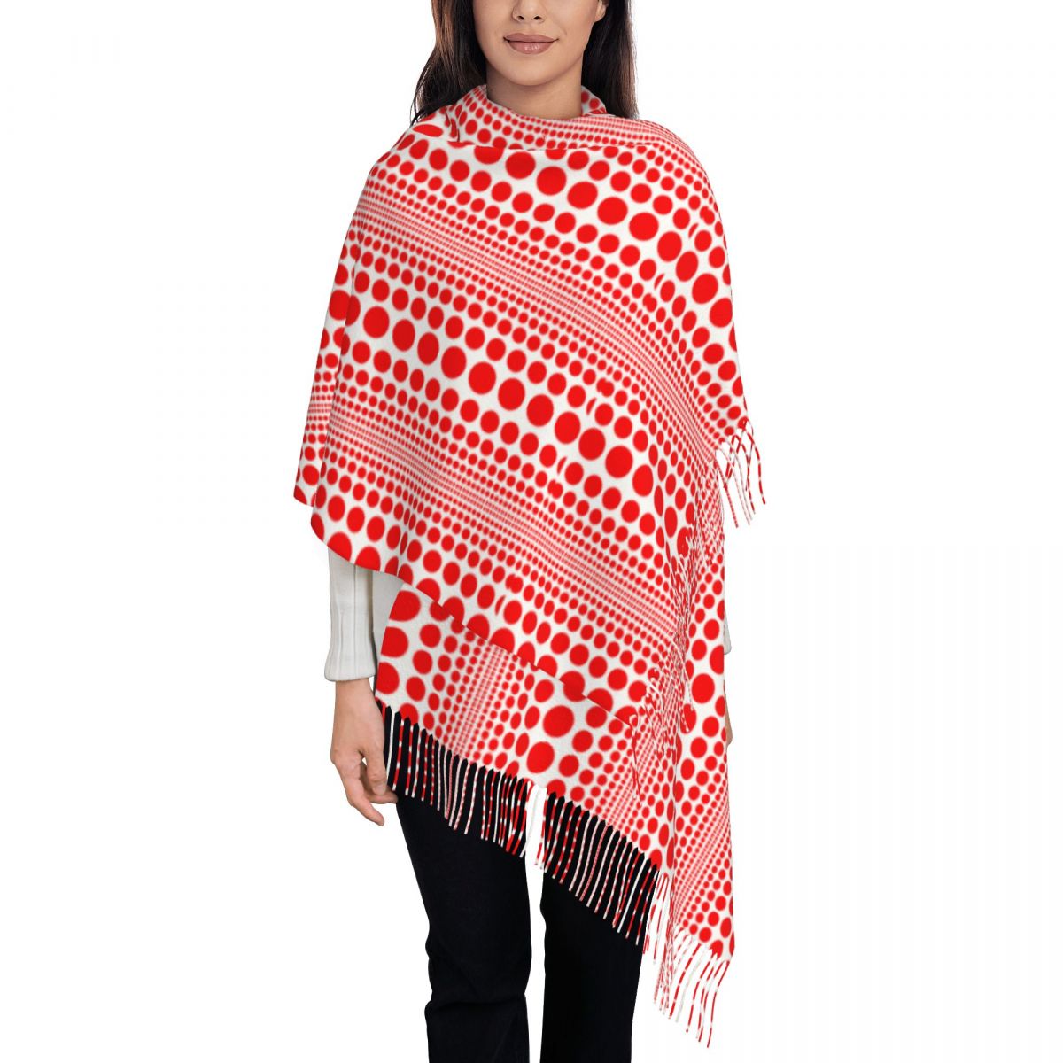 Infinity Scarf Knit - Bufanda de lunares rojos con diseño