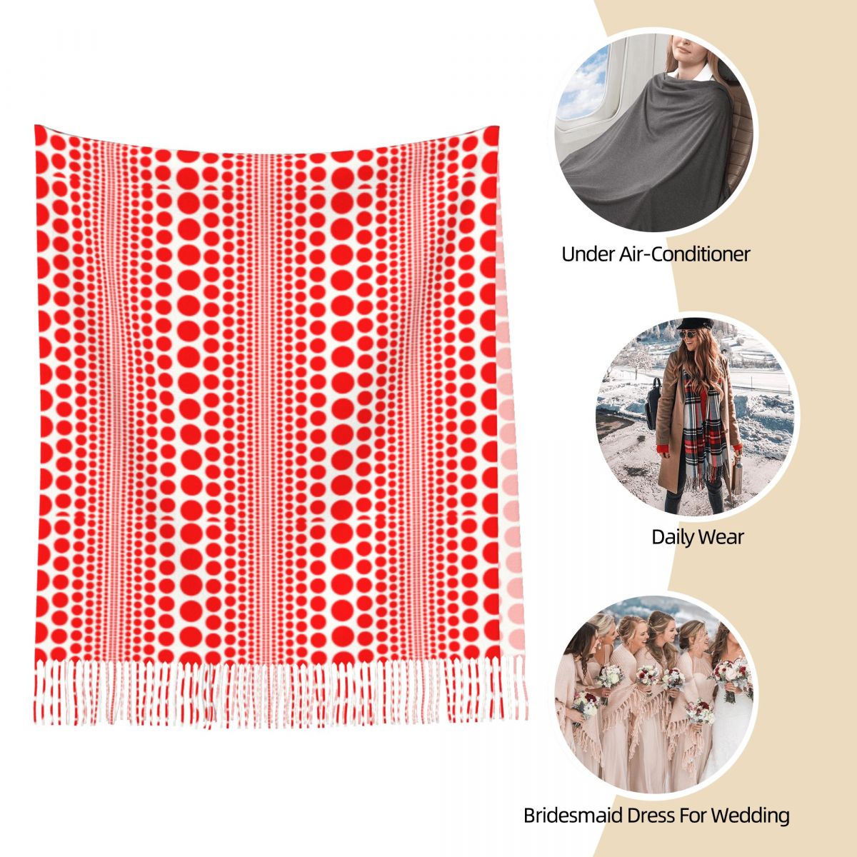 Bufanda de lunares rojos con d - Infinity Scarf Knit reseña y precio